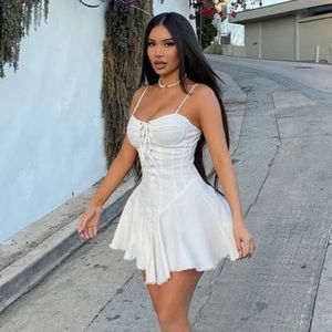 Petite Madilyn Denim Mini
Dress - White